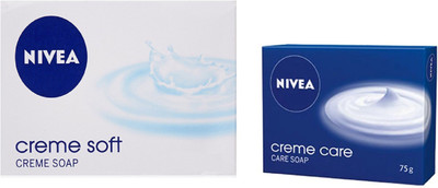

Nivea CREME SOFT CREME SOAP 125 GM + CREME CARE CREME SOAP 75 GM(75 g, Pack of 2)