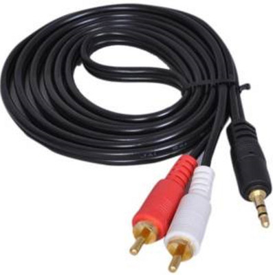 

TECHON TV-out Cable 3 meter 3.5 mm jack male to 2 rca cable-black(Black, For Home Theater)