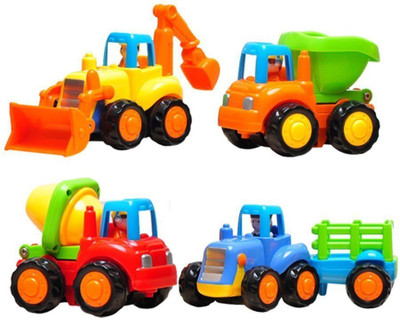 

RVOLD Unbreakable Construction Automobiles Engineering Vehicles Car Tractor Bulldozer Mixer Truck Dump Truck - 4pcs(Multicolor)