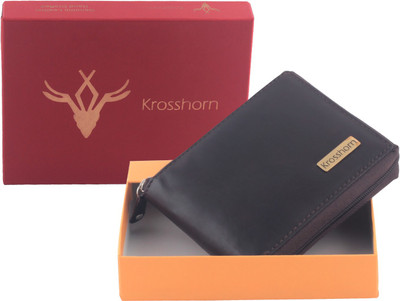 

Krosshorn Men Black Genuine Leather Wallet(6 Card Slots)