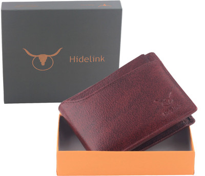 

Hidelink Men Brown Genuine Leather Wallet(9 Card Slots)