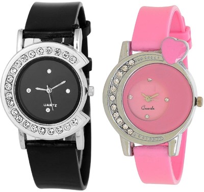 Rage Enterprise New Stylish Diamond Black & Pink Women Combo Watch  - For Girls   Watches  (Rage Enterprise)
