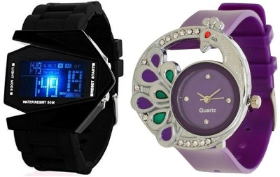Talgo New Arrival Red Robin Season Special RRROCKETBKCSMRPL 2 Letest Combo ROCKET SHAPE SPORTS -Digital Disply & Rubber Belt and Purple Round Dial Peacock Shapes & Purple Rubber Belt RRROCKETBKCSMRPL Watch  - For Boys & Girls   Watches  (Talgo)