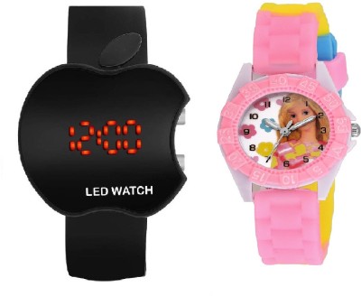 COSMIC black apple led boys watch with DESINGER AND FANCY BARBIE CARTOON PRINTED ON TINNY DIAL KIDS & CHILDREN Watch  - For Boys & Girls   Watches  (COSMIC)