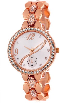Wanton Rose gold crystal studded chronograph bracelet strap beautiful women Watch  - For Girls   Watches  (Wanton)