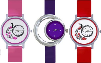 Ismart miss perfect Pink and Ref peacock 301 and Purple 182 moon combo watches for girls Watch  - For Girls   Watches  (Ismart)