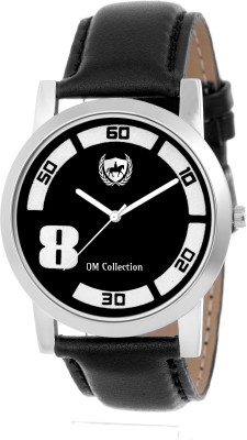 OM COLLECTION Mens/Boys Analog Silm 8 N Men's silver Round Shapped Dial Black Leather Strap Party Wedding | Casual Watch | Formal Watch | Sport Watch | Fashion Wrist Watch For Boys and Men | Watch Watch  - For Men   Watches  (OM Collection)
