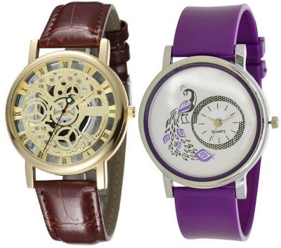 Talgo New Arrival Red Robin Season Special RROPENBRDIALMOREPL New Special Collection Gold Round Dial Transparent Formal Party Wear Leather Strap and Purple Colour Round Dial Rubber Strap RROPENBRDIALMOREPL Watch  - For Men & Women   Watches  (Talgo)