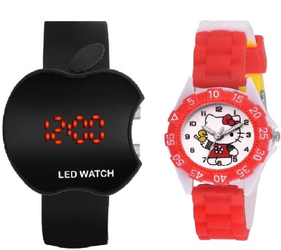 COSMIC BLACK LED BOYS WATCH WITH DESINGER AND FANCY KITTY CARTOON PRINTED ON TINNY DIAL KIDS & CHILDREN Watch  - For Boys & Girls   Watches  (COSMIC)