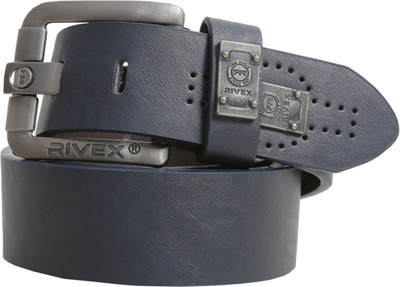 

Rivex Men Casual Blue Artificial Leather Belt, Black
