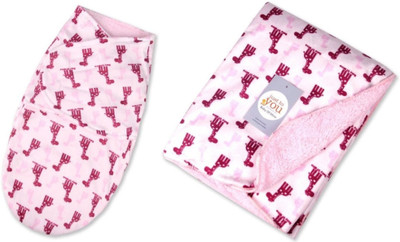 

Baby Bucket Printed  Swadding Baby Blanket(Polyester, Pink