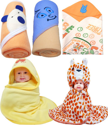 

BRANDONN Abstract  Hooded Baby Blanket(Polyester, Orange