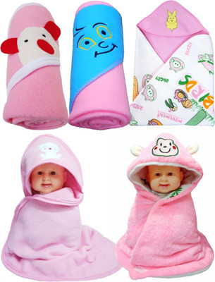 

BRANDONN Abstract  Hooded Baby Blanket(Polyester, DARK PINK