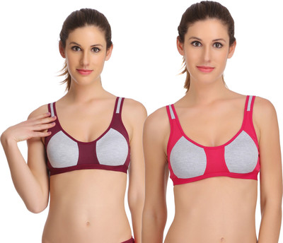 StyFun Cotton Lycra Sports Bra Women Sports Lightly Padded Bra(Multicolor)