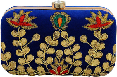 

Tooba Handicraft Party Blue Clutch