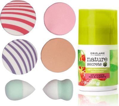 

Oriflame Sweden Nature Secrets Anti-perspirant Deodorant with Energising Mint & Raspberry 50ml (22669) With Puff Sponge(Set of 7)