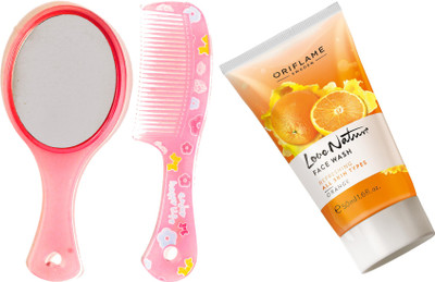 

Oriflame Sweden Love Nature Face Wash Orange 50ml (32223) With Mirror Comb Set(Set of 3)