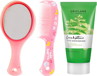 

Oriflame Sweden Love Nature Face Moisturiser Neem 50ml (32042) With Mirror Comb Set(Set of 3)