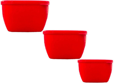 KUBER INDUSTRIES Plastic Fridge Container  - 1.5 L(Pack of 3, Red)