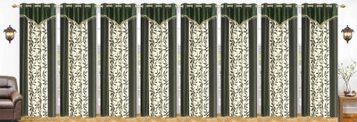 Ville Style 214 cm (7 ft) Polyester Door Curtain (Pack Of 8)(Floral, Green) at flipkart