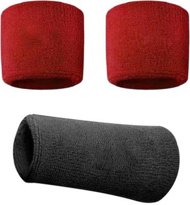 Gking Sprots Wrist Fitness Band(Red, Black, Pack of 3), Black;red