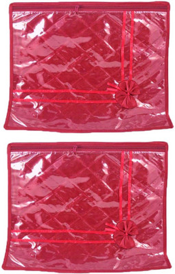 

Addyz Deginer Pack of 2 Pieces Single Satin Saree Cover Salwar Suit Kamiz Cover Storage Bag Up to 1 Saree or Salwar in Each Saree Cover. Storage Bag(Maroon)