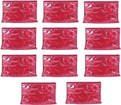 

Addyz Deginer Pack of 11 Pieces Single Satin Saree Cover Salwar Suit Kamiz Cover Storage Bag Up to 1 Saree or Salwar in Each Saree Cover. Storage Bag(Maroon)
