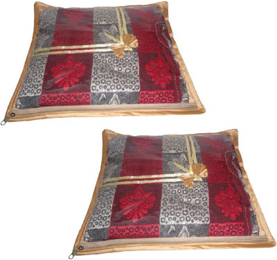 

Addyz Deginer Pack of 2 Pieces Single Satin Saree Cover Salwar Suit Kamiz Cover Storage Bag Up to 1 Saree or Salwar in Each Saree Cover. Storage Bag(Gold)