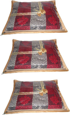 

Addyz Deginer Pack of 3 Pieces Single Satin Saree Cover Salwar Suit Kamiz Cover Storage Bag Up to 1 Saree or Salwar in Each Saree Cover. Storage Bag(Gold)