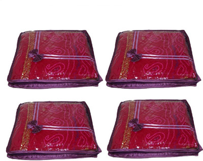 

Addyz Deginer Pack of 4 Pieces Single Satin Saree Cover Salwar Suit Kamiz Cover Storage Bag Up to 2 Saree or Salwar in Each Saree Cover. Storage Bag(Purple)