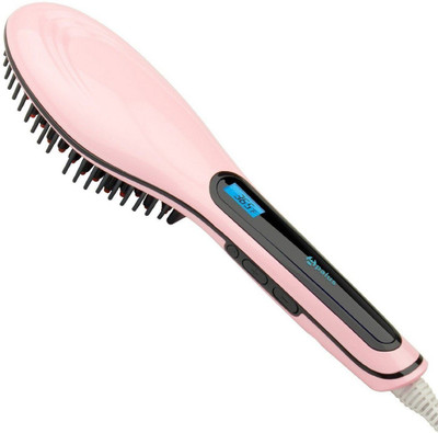 

Online World Hair Straightening Brush Comb Straightner With Temperature Control (Pink)