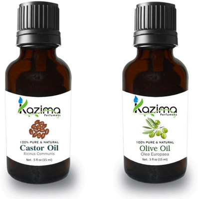 

KAZIMA Combo of Olive Carrier Oil and Castor Carrier Oil (Each 15ml) Hair Oil(15 ml)