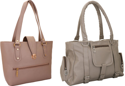 

Lady bar Shoulder Bag(Tan, Grey), Grey;tan
