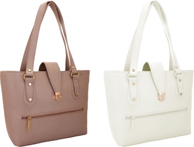 

Lady bar Shoulder Bag(Tan, White)