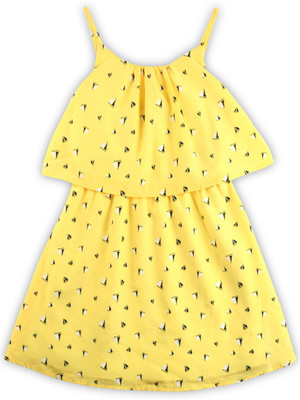 Nautica Girls Midi/Knee Length Casual Dress(Yellow, Sleeveless) at flipkart