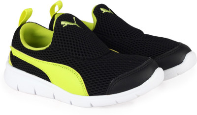 

Puma Boys & Girls Slip on Walking Shoes(Black, Puma black-nrgy yellow