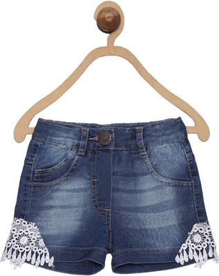 

612 League Short For Girls Casual Solid Cotton(Blue, Pack of 1