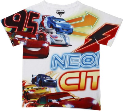 Cars Boys Graphic Print Polycotton Regular T Shirt(Multicolor, Pack of 1)