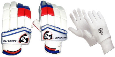 

SG Combo of two, one pair of 'Excelite' batting gloves (Right Handed) and one pair of 'Club' Inner Gloves [both glove's size : Men's] (Color On Availability) Cricket Kit