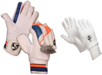 

SG Combo of two, one pair of 'Campus' batting gloves (Right Handed) and one pair of 'League' Inner gloves [ both - Youth size ] (Color On Availability) Cricket Kit
