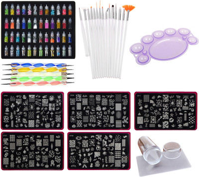 

Lifestyle-You Mega Combo Kit of Nail Art Tools – 3d Nail Art, Nail Stamping Image Plates, Silicone Stamper, Nail Art Brush set, Nail Dotting Tool Set, Nail Art Palette.(Multi)