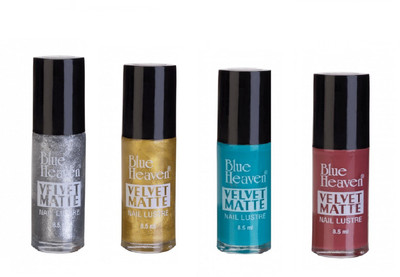 

Blue Heaven VELVET MATTE NAIL LUSTRE, MULTICOLOR, 28ML, COMBO BY BEAUTYANDCARE MULTICOLOR(Pack of 4)