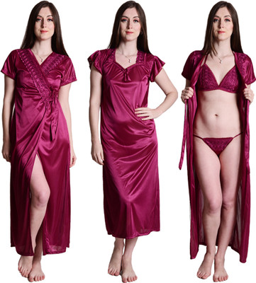 SENSLIFE Women Nighty(Pink)