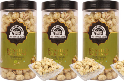 

Wonderland Makhana Premium Wasabi Foxnuts (Pack of 3-100g Each) Assorted Nuts(300 g, Mason Jar)