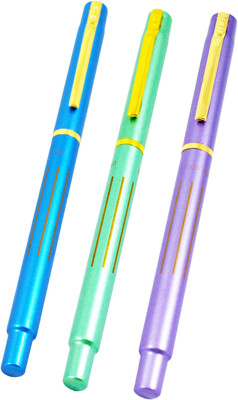 

Auteur Designer, Slim Nib, Light weight, Metallic Colour, Exclusive Collection Fountain Pen(Pack of 3)