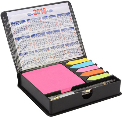 

Pinzo Sticky Note Memo Pad with Arrow Flags in PU Leather Case with Ballpoint Pen 2018 Calendar - 100 Sheets Bright Neon Colors, 2 Colors(Set Of 1, Neon)