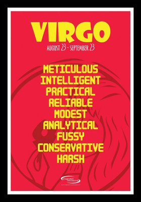 

PW Zodiac Sign Virgo - Red Wall Poster 13*19 inches Matte Finish Paper Print(19 inch X 13 inch, Rolled)