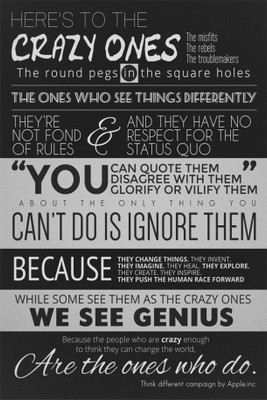

PW crazy-ones-think-different-steve-jobs Wall Poster 13*19 inches Matte Finish Paper Print(19 inch X 13 inch, Rolled)