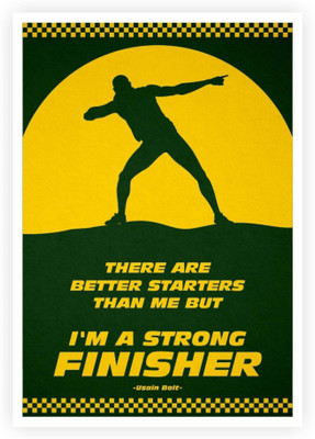 

PW Strong Finisher Usain Bolt Sport Quotes Wall Poster 13*19 inches Matte Finish Paper Print(19 inch X 13 inch, Rolled)