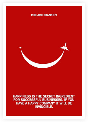 

PW Happiness Is The Secret Richard Branson Business Quotes Wall Poster 13*19 inches Matte Finish Paper Print(19 inch X 13 inch, Rolled)